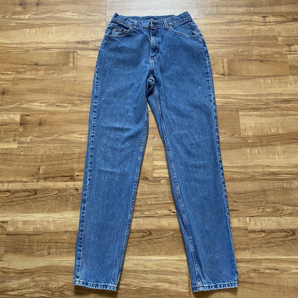 VTG Lee Jeans Womens 10L Blue Denim Tapered Mom High Rise Y2K 90s Western 28x34